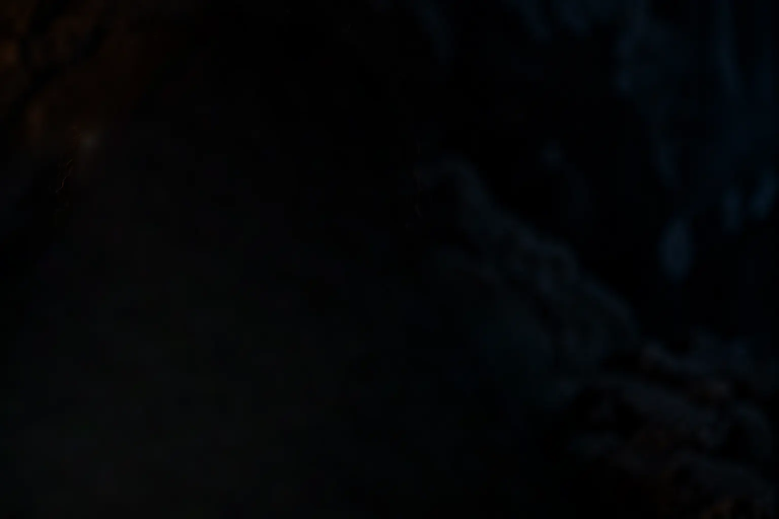 A very old person sits quietly in the dark, one cheek lit by a fire out of frame.